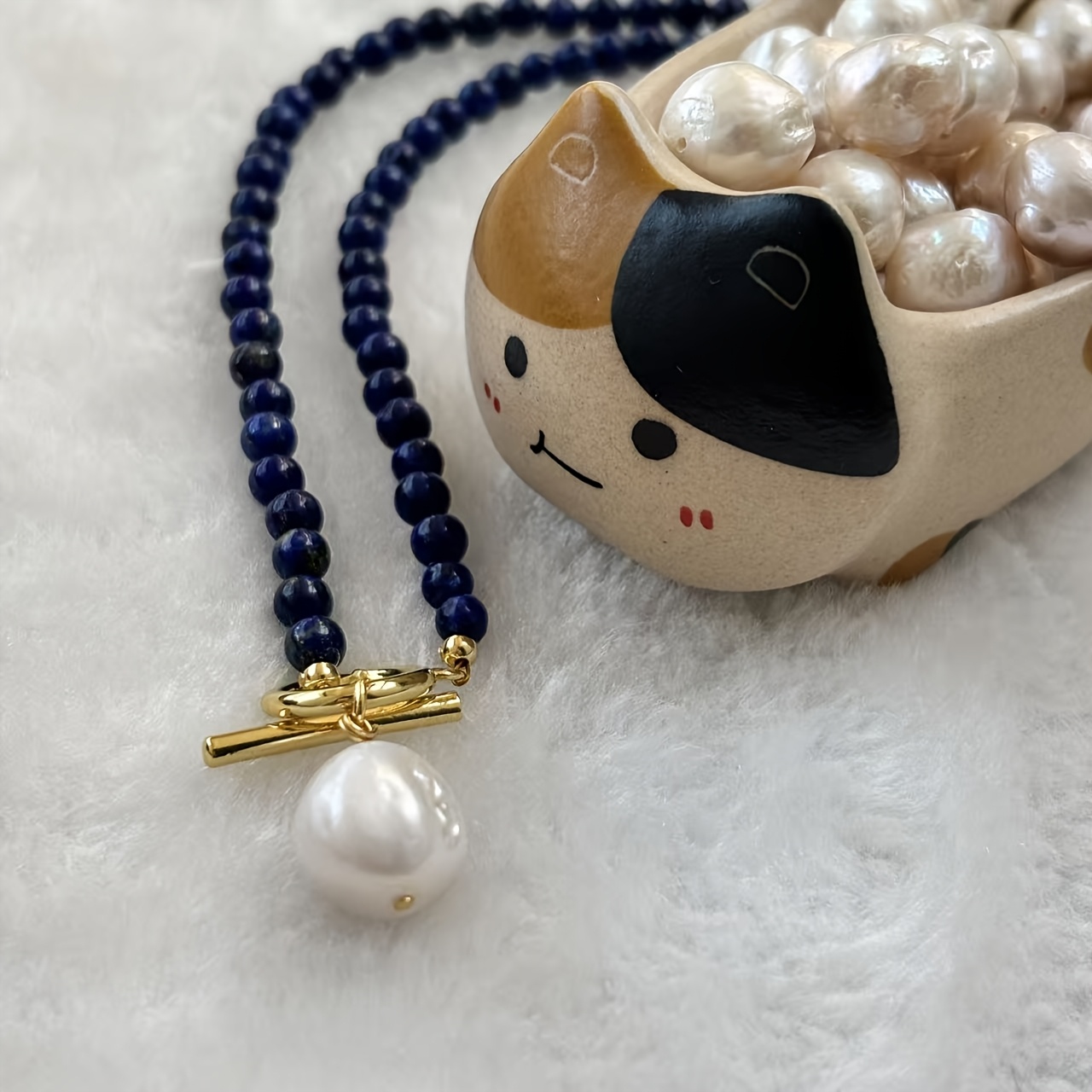 Women's Irregular Freshwater Pearl Necklace with OT Clasp